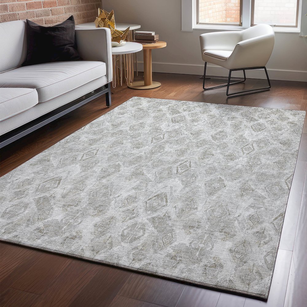 Premium Machine Washable Mayfield  Silver 8' x 10' Rug. Picture 5
