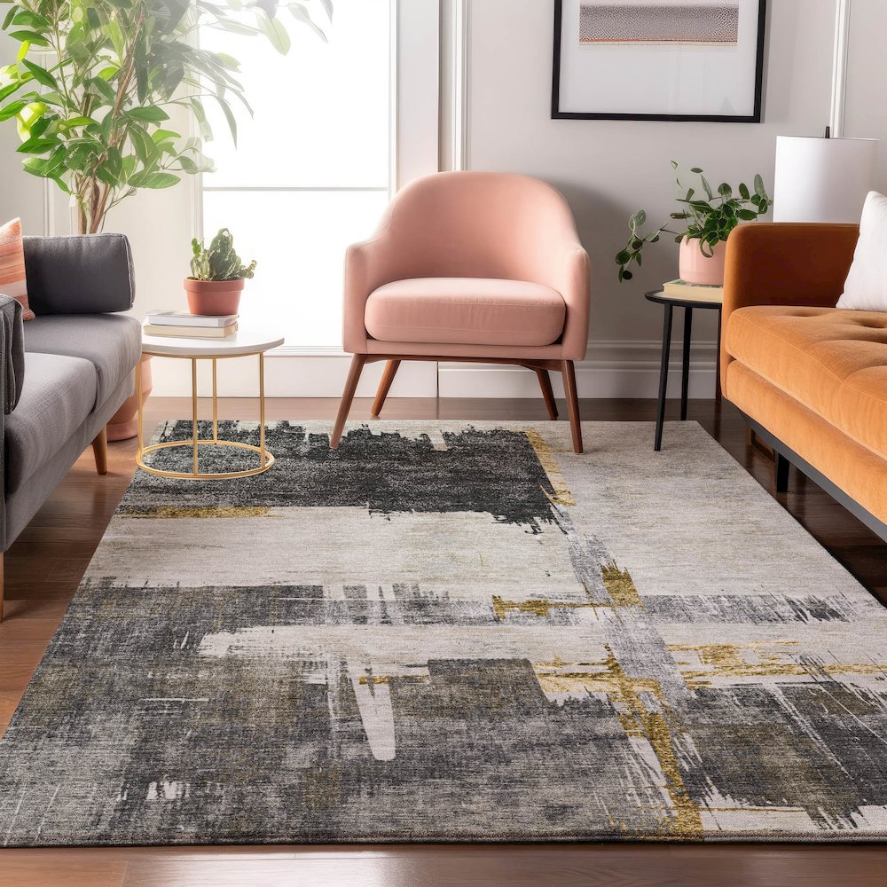 Premium Machine Washable Mayfield  Gray 8' x 10' Rug. Picture 5