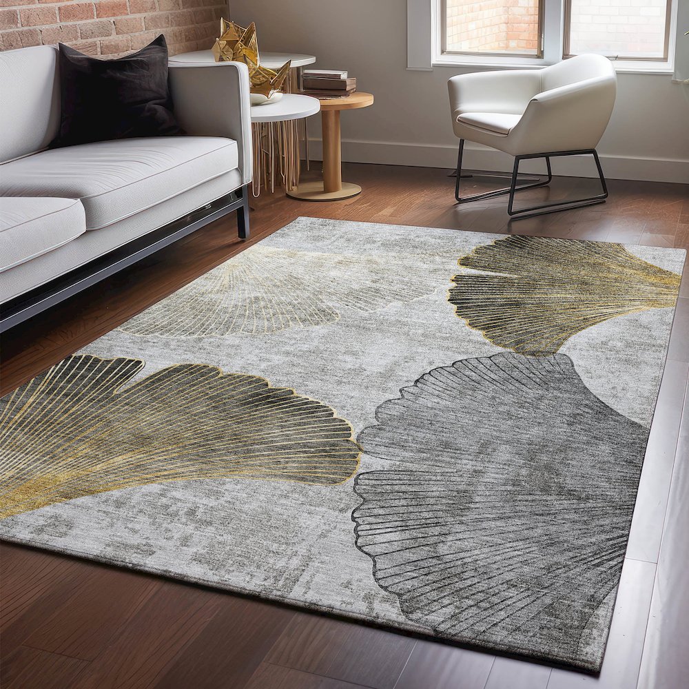 Premium Machine Washable Mayfield  Gray 8' x 10' Rug. Picture 5