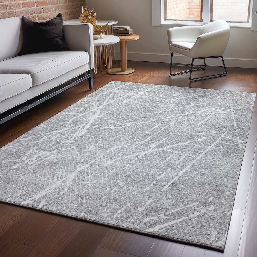 Premium Machine Washable Mayfield  Gray 8' x 10' Rug. Picture 5