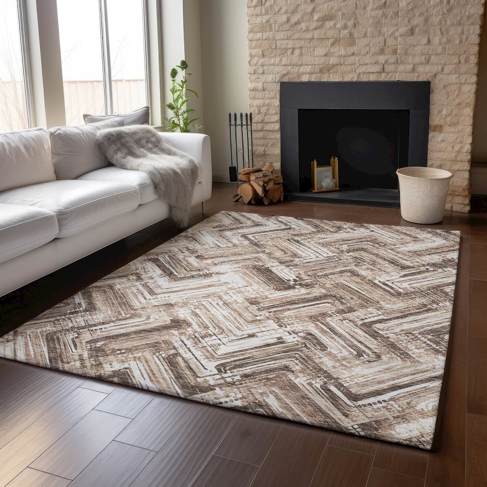 Premium Machine Washable Mayfield  Brown 8' x 10' Rug. Picture 6