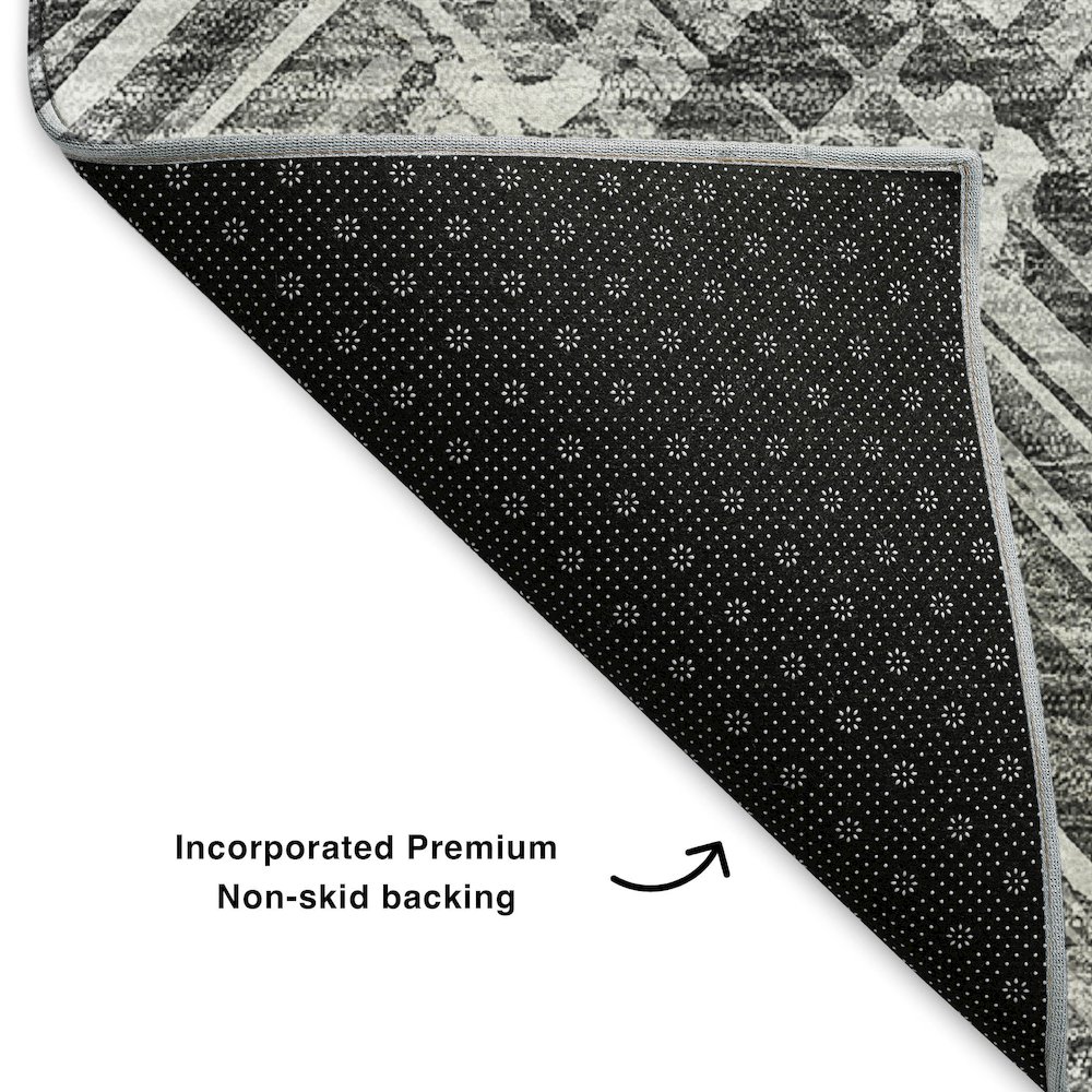 Premium Machine Washable Mayfield  Gray 3' x 5' Rug. Picture 2