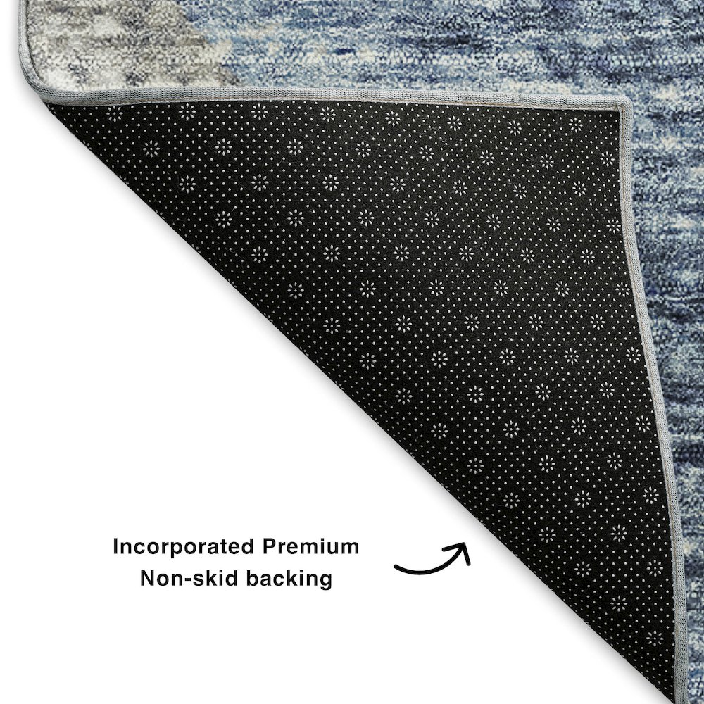 Premium Machine Washable Mayfield  Blue 3' x 5' Rug. Picture 2