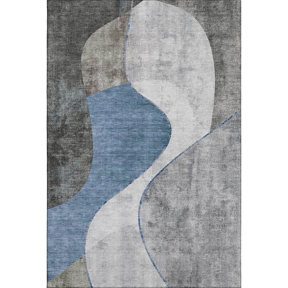 Premium Machine Washable Mayfield  Blue 8' x 10' Rug. Picture 1
