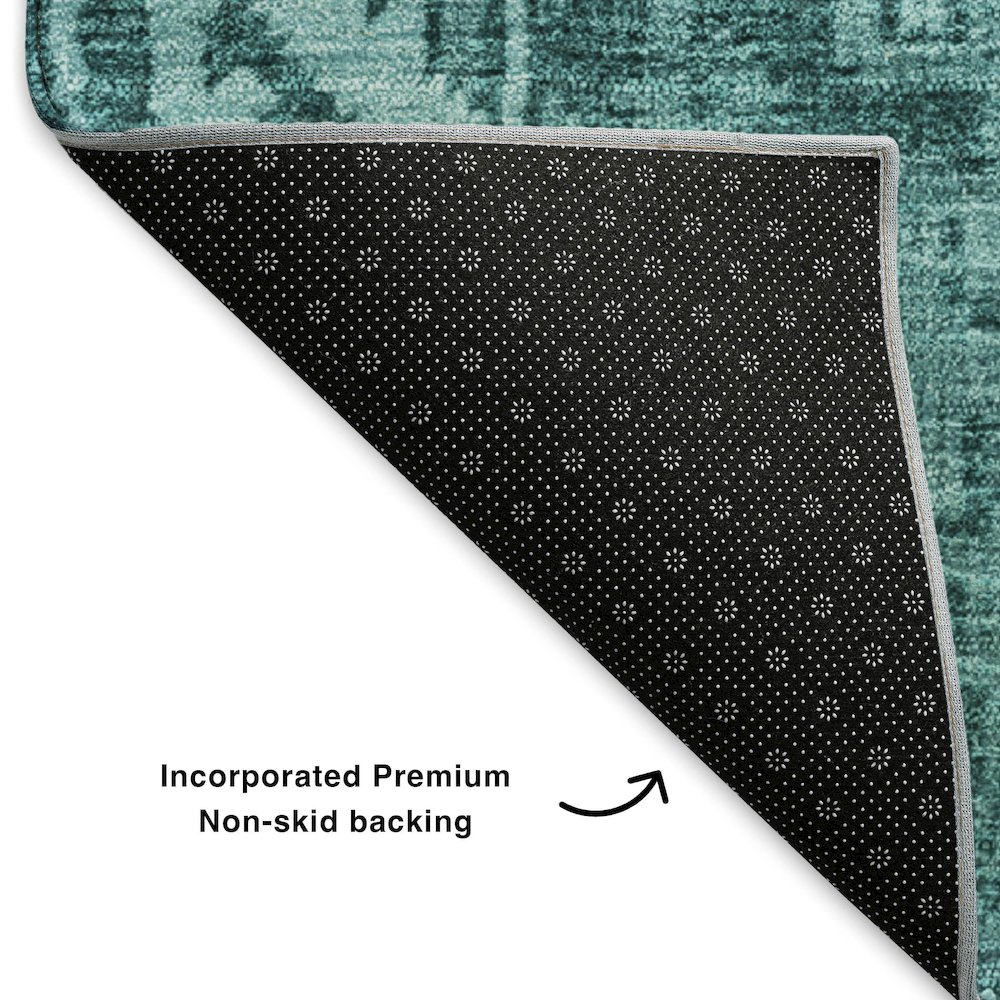Premium Machine Washable Mayfield  Turquoise 3' x 5' Rug. Picture 2
