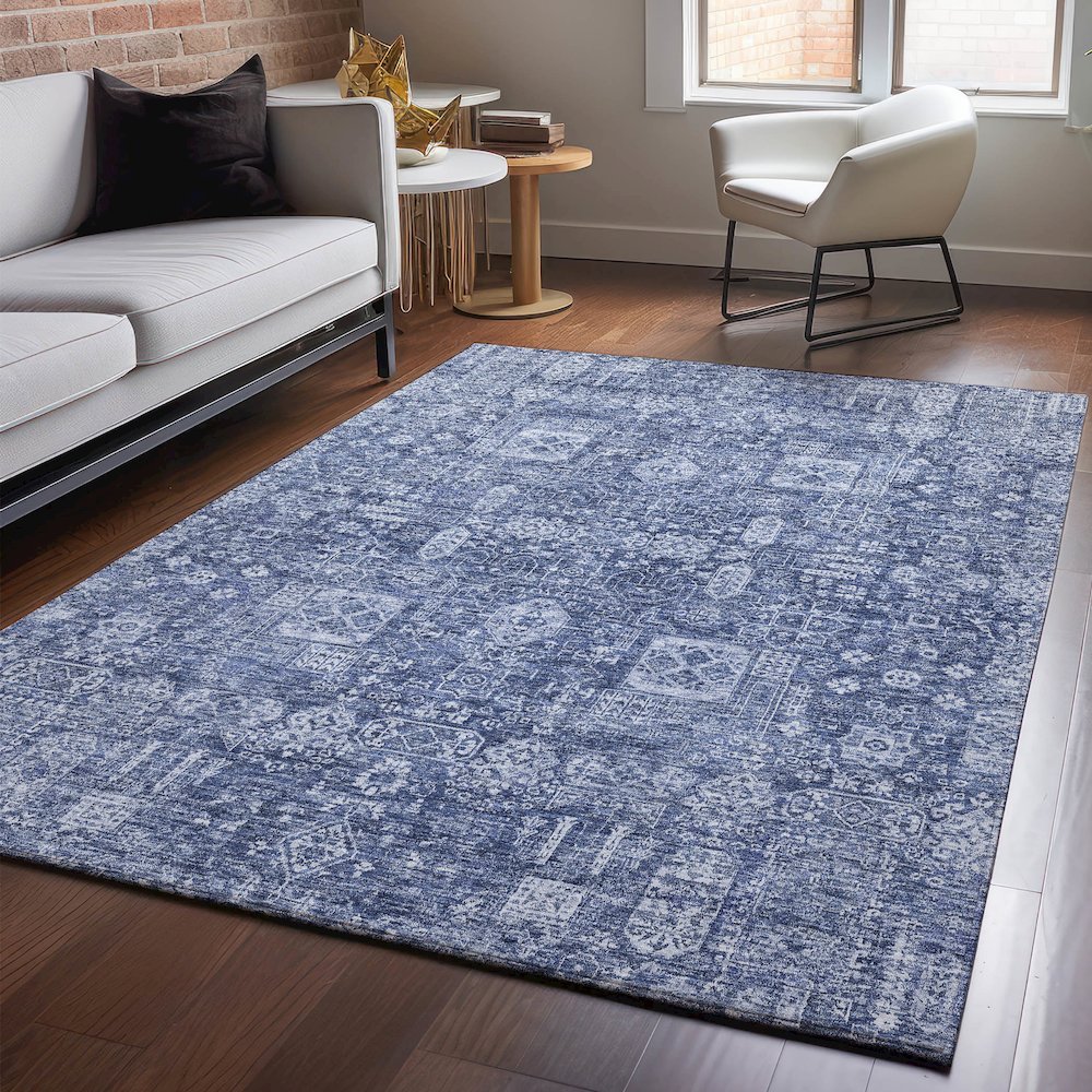 Premium Machine Washable Mayfield  Navy 8' x 10' Rug. Picture 5