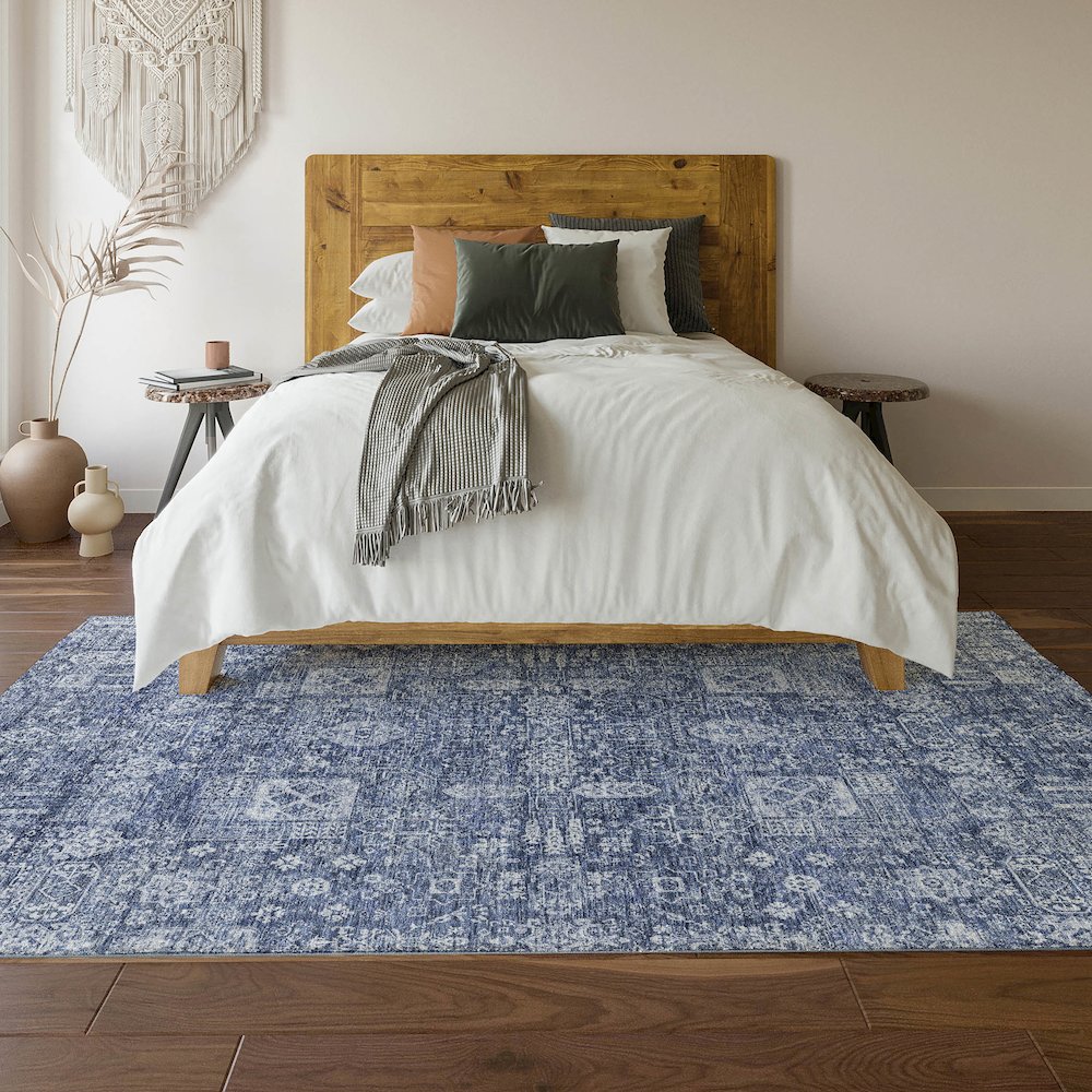 Premium Machine Washable Mayfield  Navy 8' x 10' Rug. Picture 6