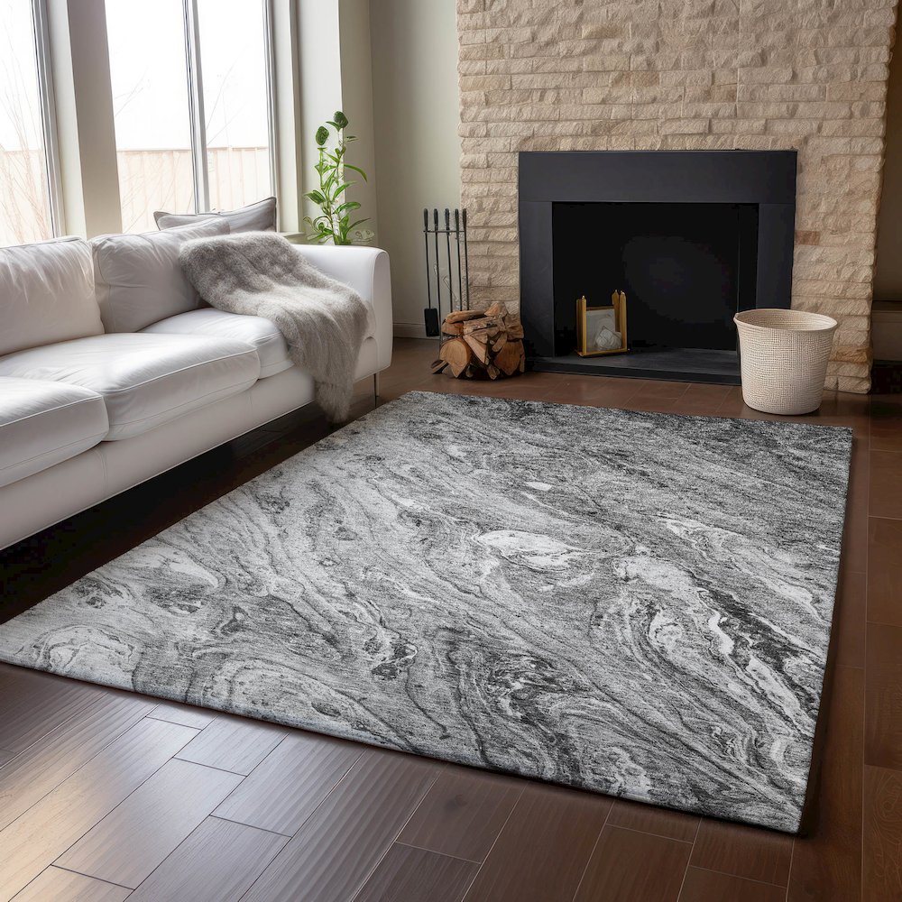 Premium Machine Washable Mayfield  Gray 8' x 10' Rug. Picture 6