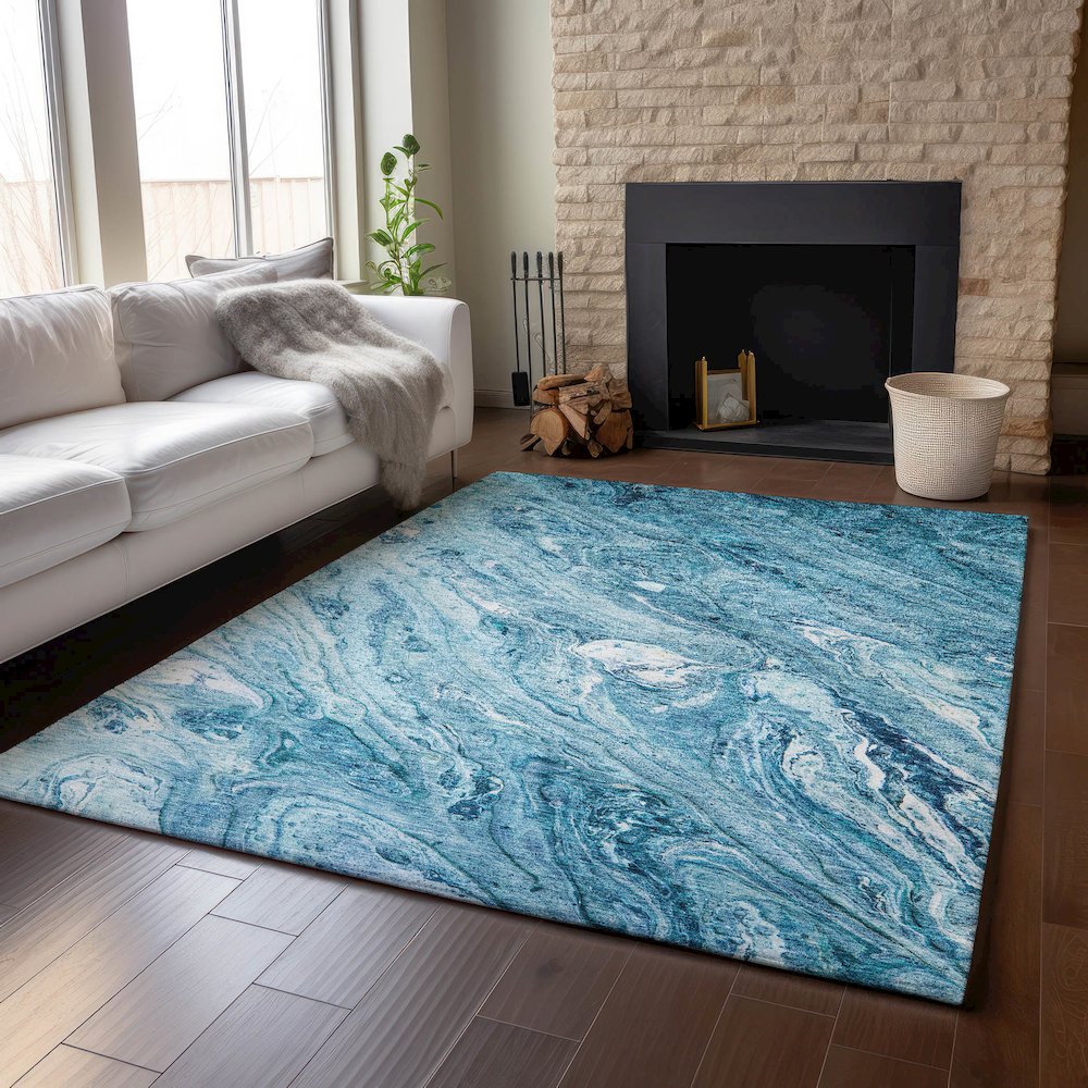 Premium Machine Washable Mayfield  Sky 8' x 10' Rug. Picture 6