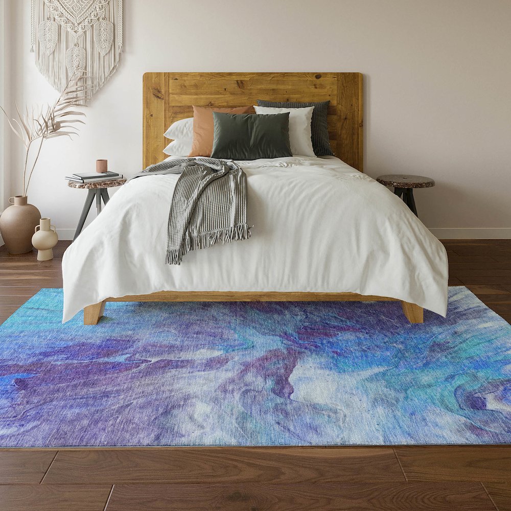 Premium Machine Washable Mayfield  Blue 8' x 10' Rug. Picture 6