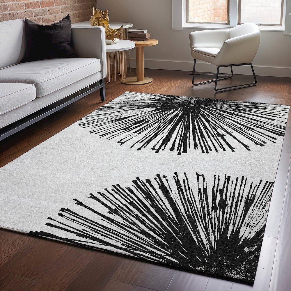 Premium Machine Washable Mayfield  Black 8' x 10' Rug. Picture 5