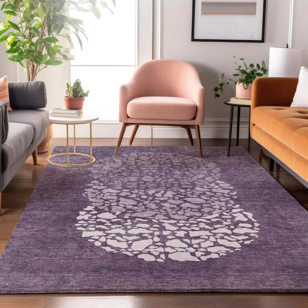 Premium Machine Washable Mayfield  Eggplant 8' x 10' Rug. Picture 5