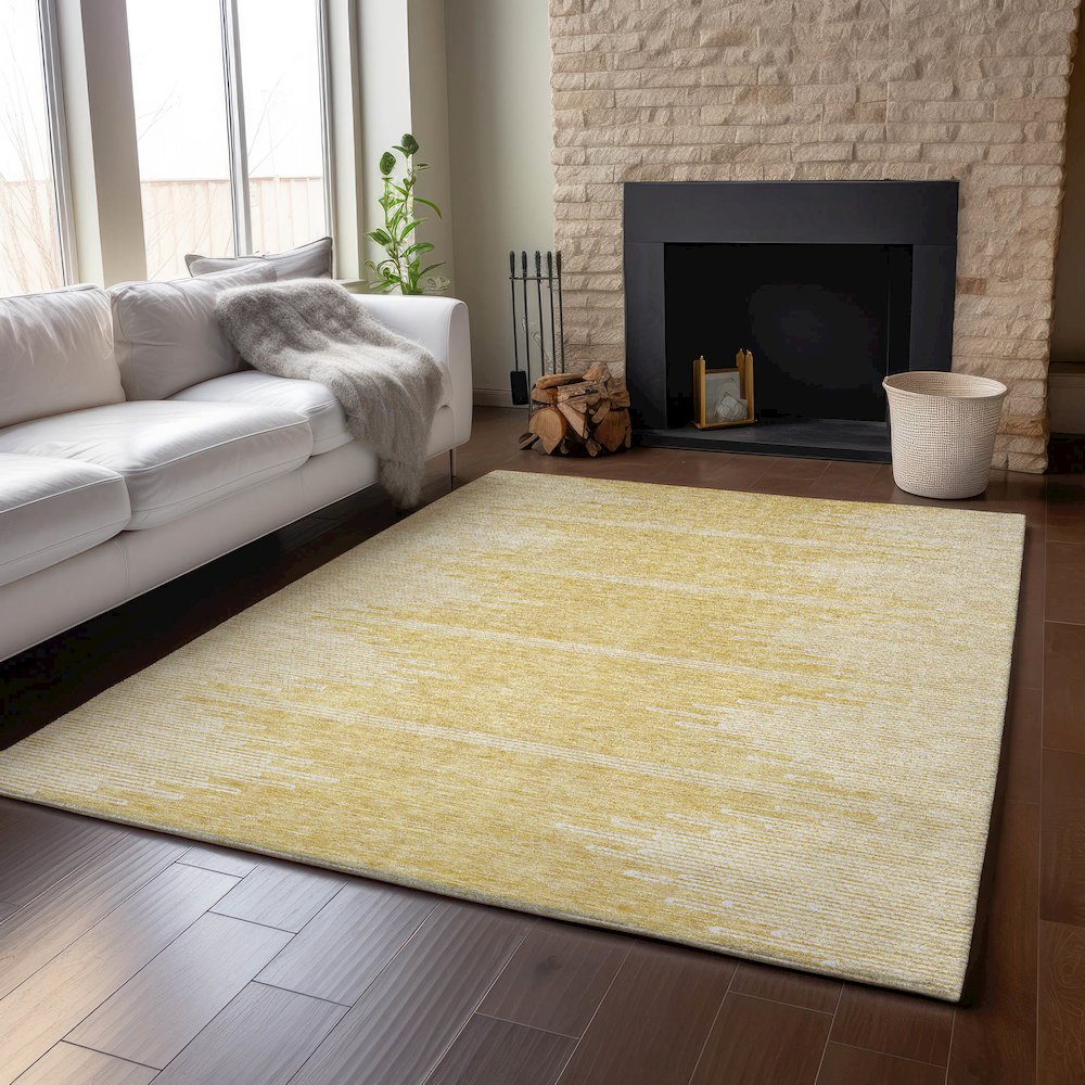 Premium Machine Washable Mayfield  Gold 8' x 10' Rug. Picture 6