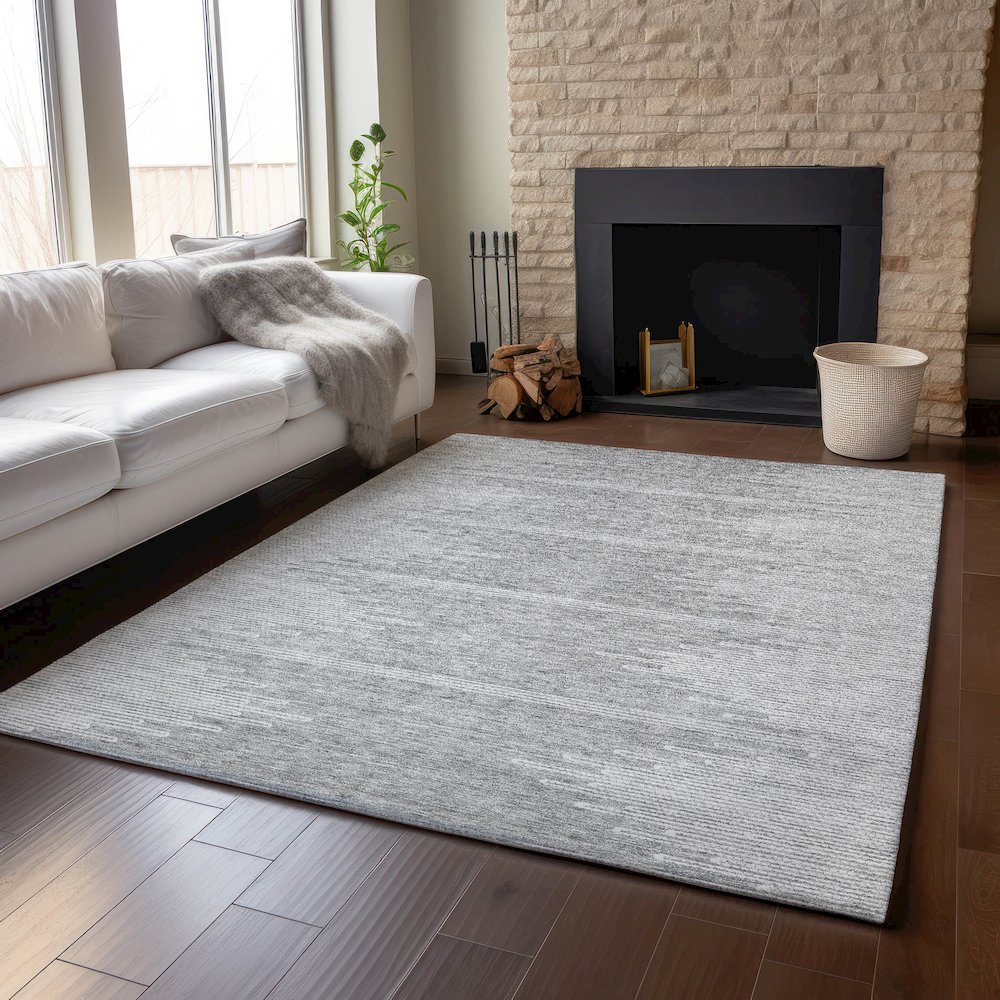 Premium Machine Washable Mayfield  Gray 8' x 10' Rug. Picture 6
