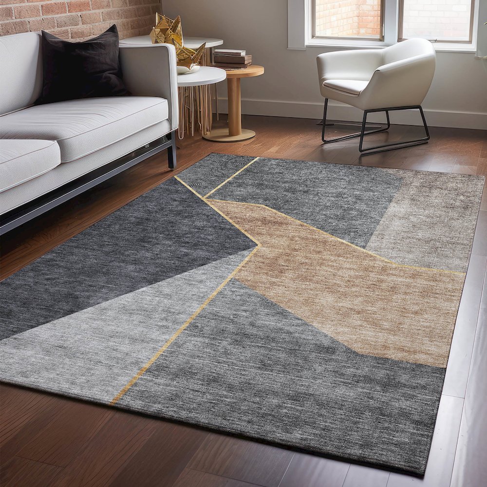 Premium Machine Washable Mayfield  Charcoal 8' x 10' Rug. Picture 5