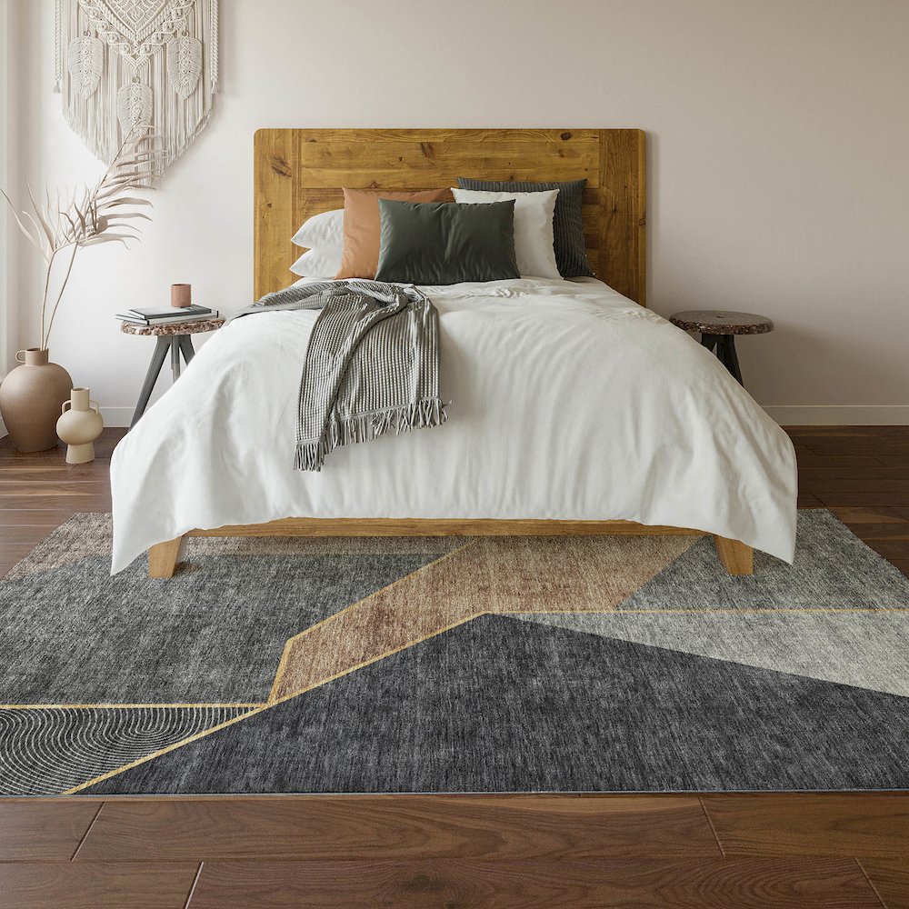 Premium Machine Washable Mayfield  Charcoal 8' x 10' Rug. Picture 6