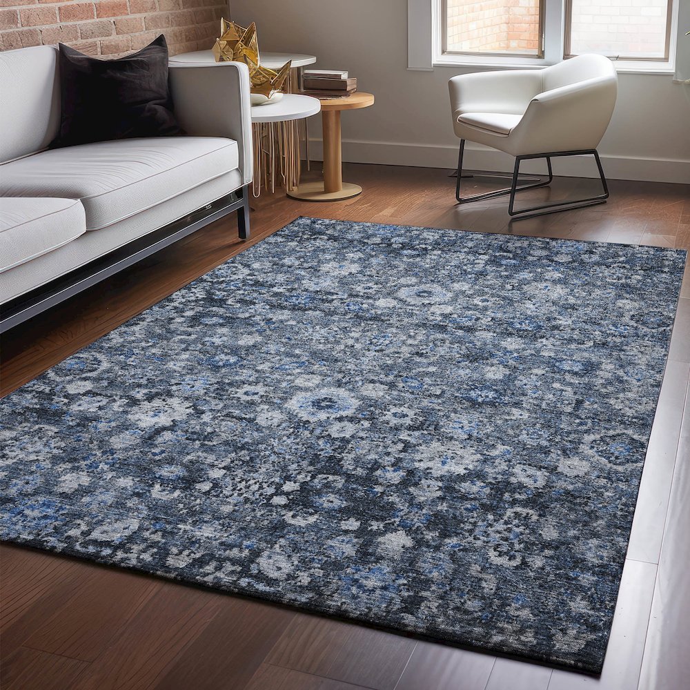 Premium Machine Washable Mayfield  Blue 8' x 10' Rug. Picture 5