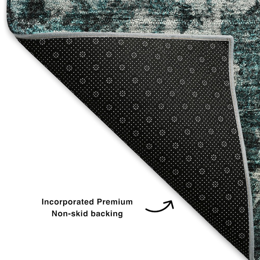 Premium Machine Washable Mayfield  Teal 3' x 5' Rug. Picture 2