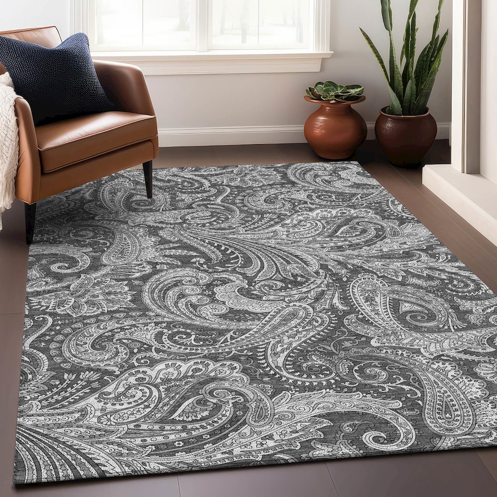 Premium Machine Washable Mayfield AMF654 Gray 8' x 10' Rug. Picture 6