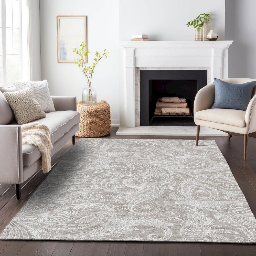 Premium Machine Washable Mayfield AMF654 Taupe 8' x 10' Rug. Picture 5