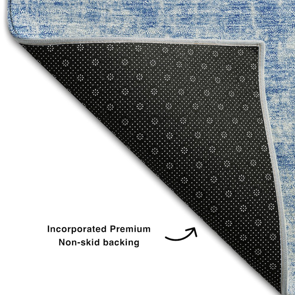 Premium Machine Washable Mayfield AMF656 Blue 3' x 5' Rug. Picture 2