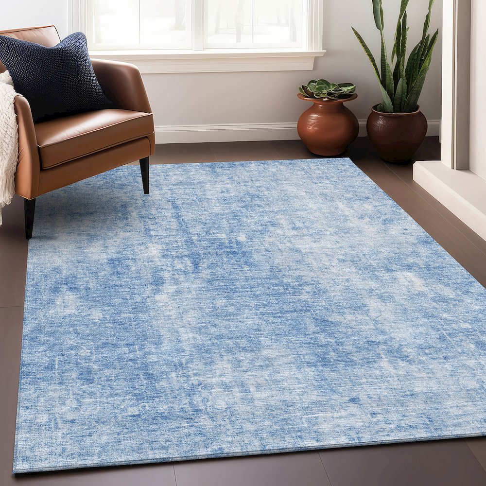 Premium Machine Washable Mayfield AMF656 Blue 8' x 10' Rug. Picture 6