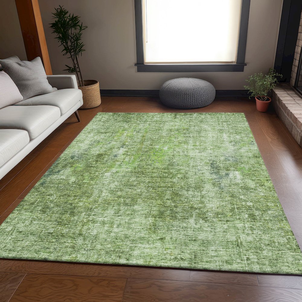 Premium Machine Washable Mayfield AMF656 Olive 8' x 10' Rug. Picture 5
