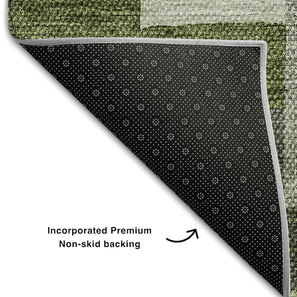 Premium Machine Washable Mayfield AMF659 Olive 3' x 5' Rug. Picture 2