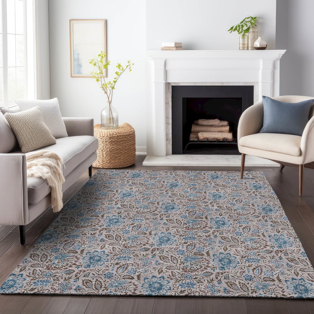 Premium Machine Washable Mayfield AMF660 Mocha 8' x 10' Rug. Picture 5