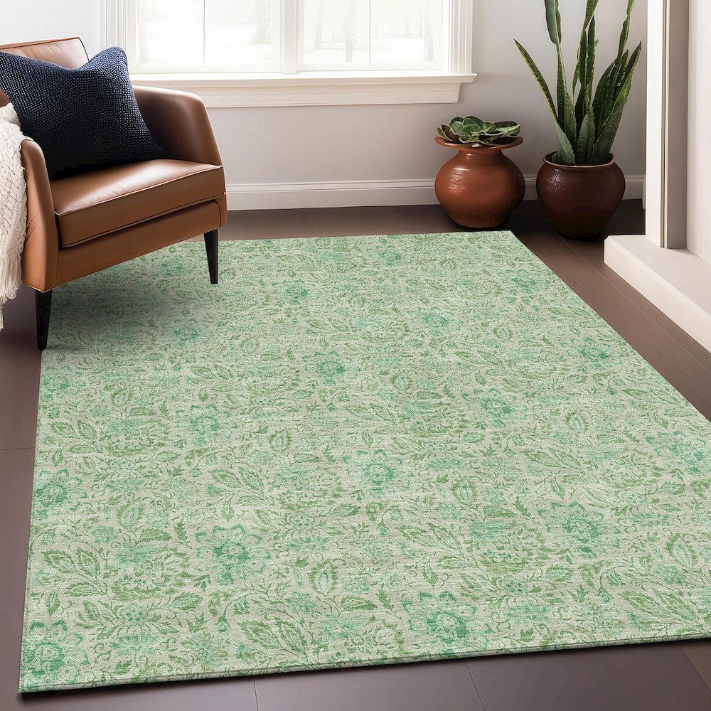 Premium Machine Washable Mayfield AMF660 Sage 8' x 10' Rug. Picture 6