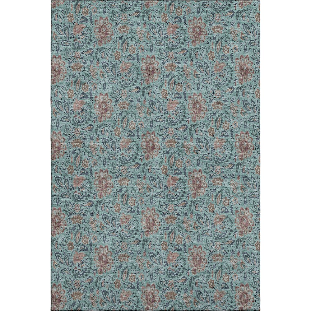 Premium Machine Washable Mayfield AMF660 Teal 8' x 10' Rug. Picture 1