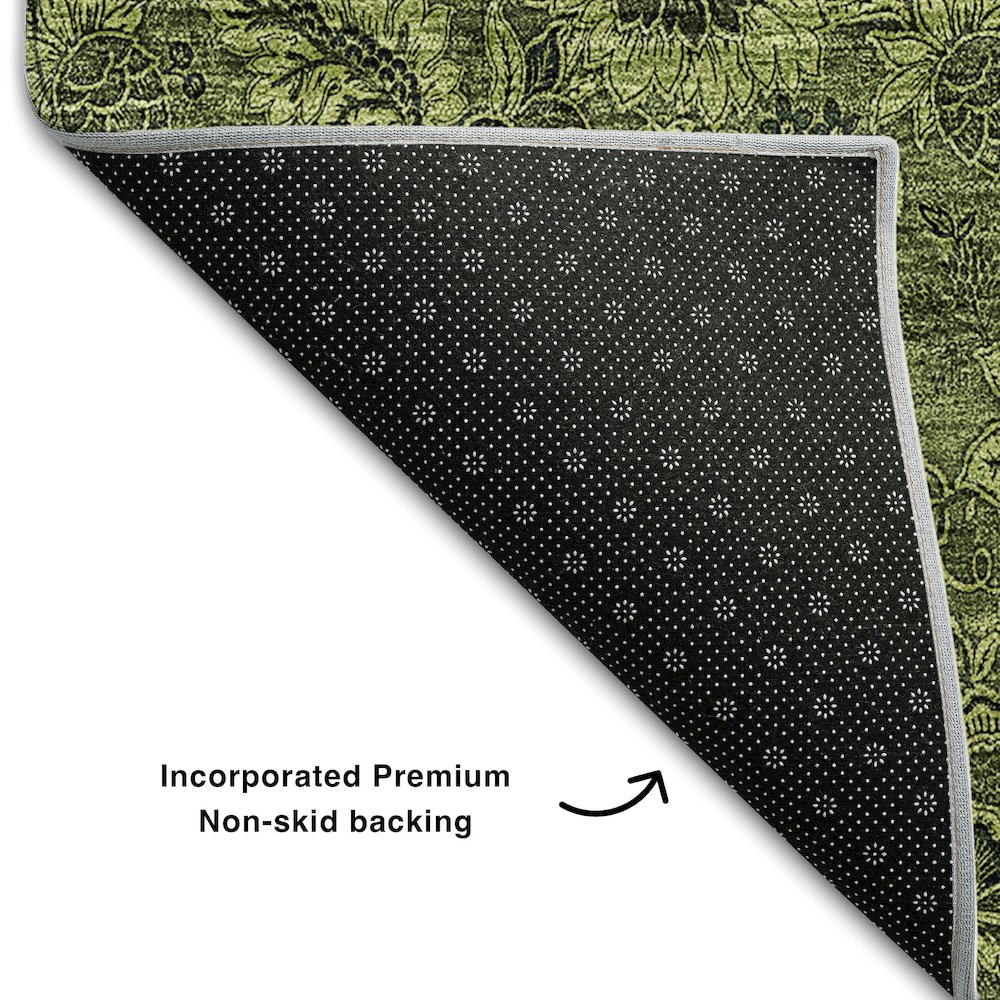 Premium Machine Washable Mayfield AMF661 Olive 3' x 5' Rug. Picture 2