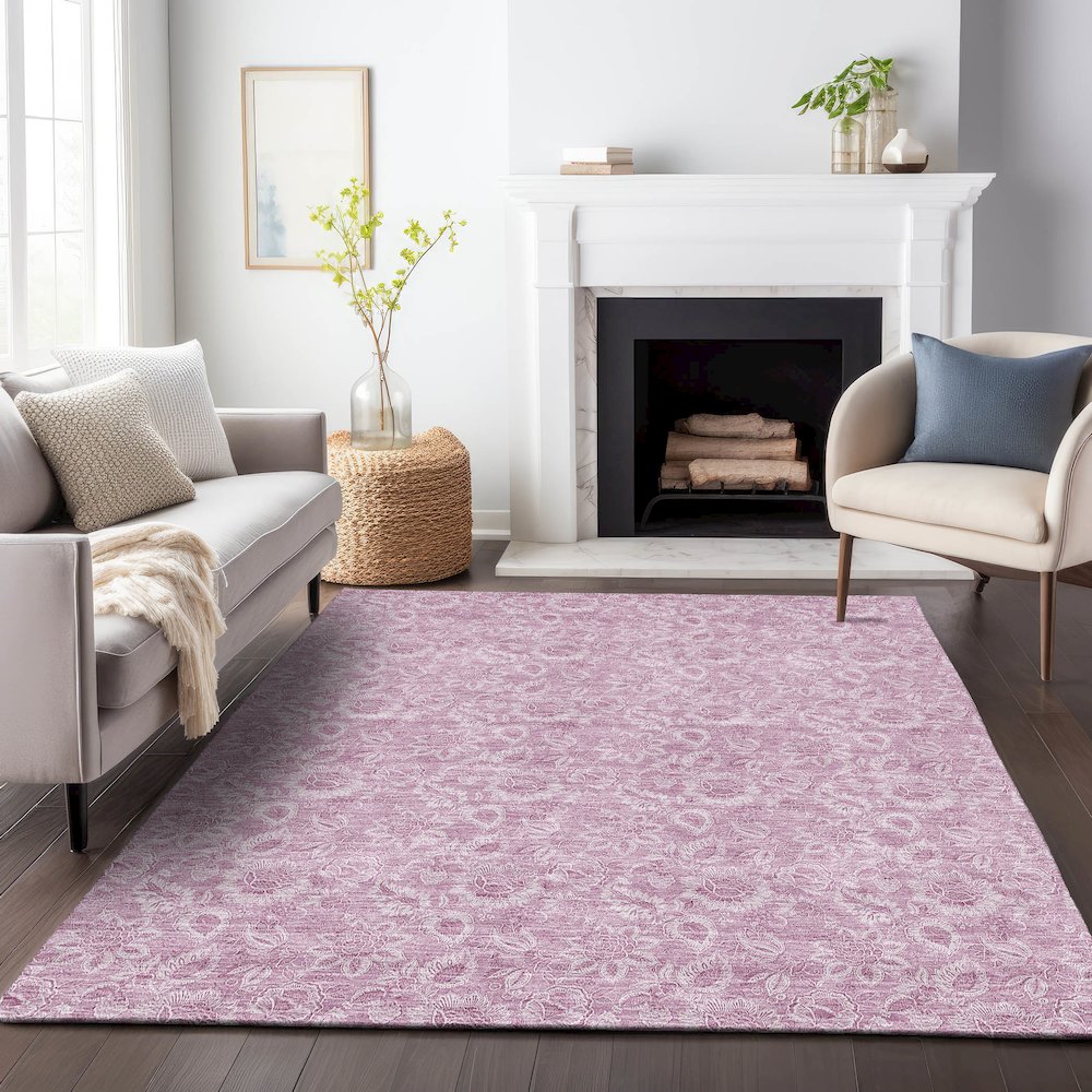 Premium Machine Washable Mayfield AMF662 Blush 8' x 10' Rug. Picture 5