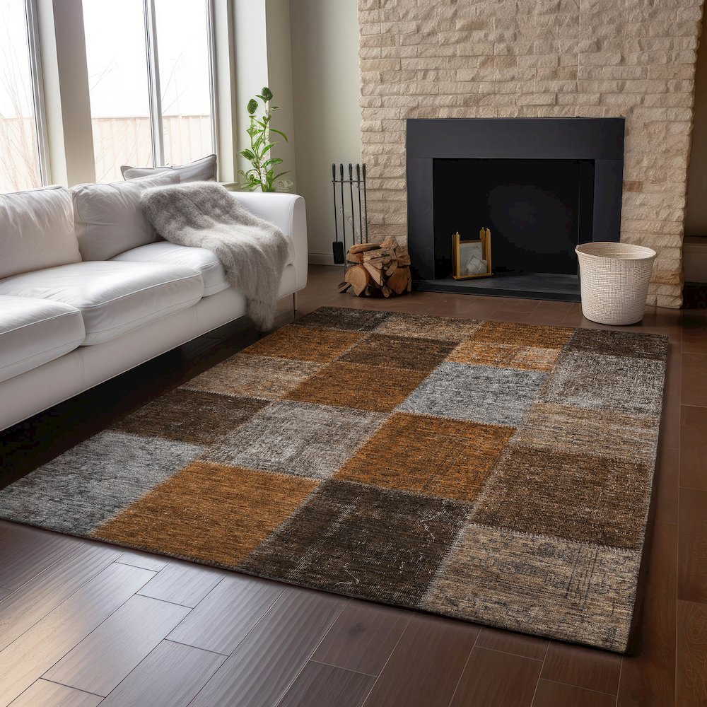 Premium Machine Washable Mayfield AMF663 Paprika 8' x 10' Rug. Picture 6