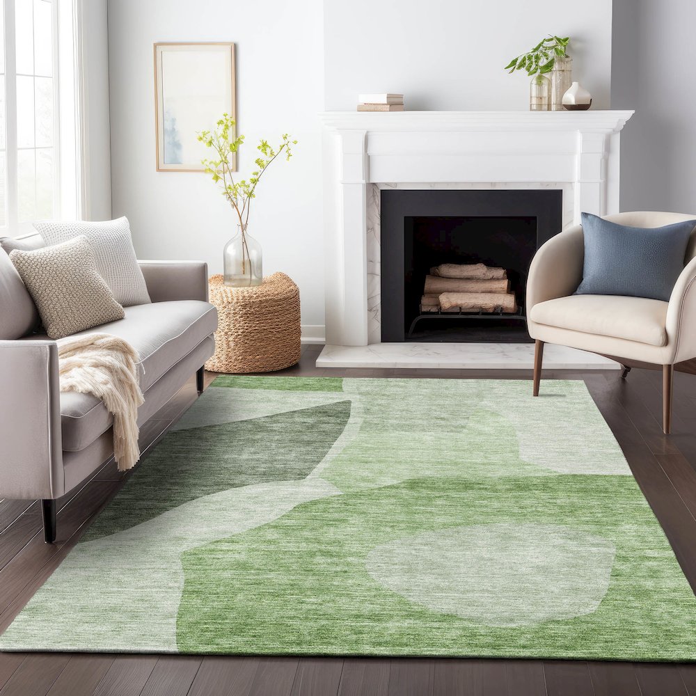 Premium Machine Washable Mayfield AMF665 Aloe 8' x 10' Rug. Picture 5