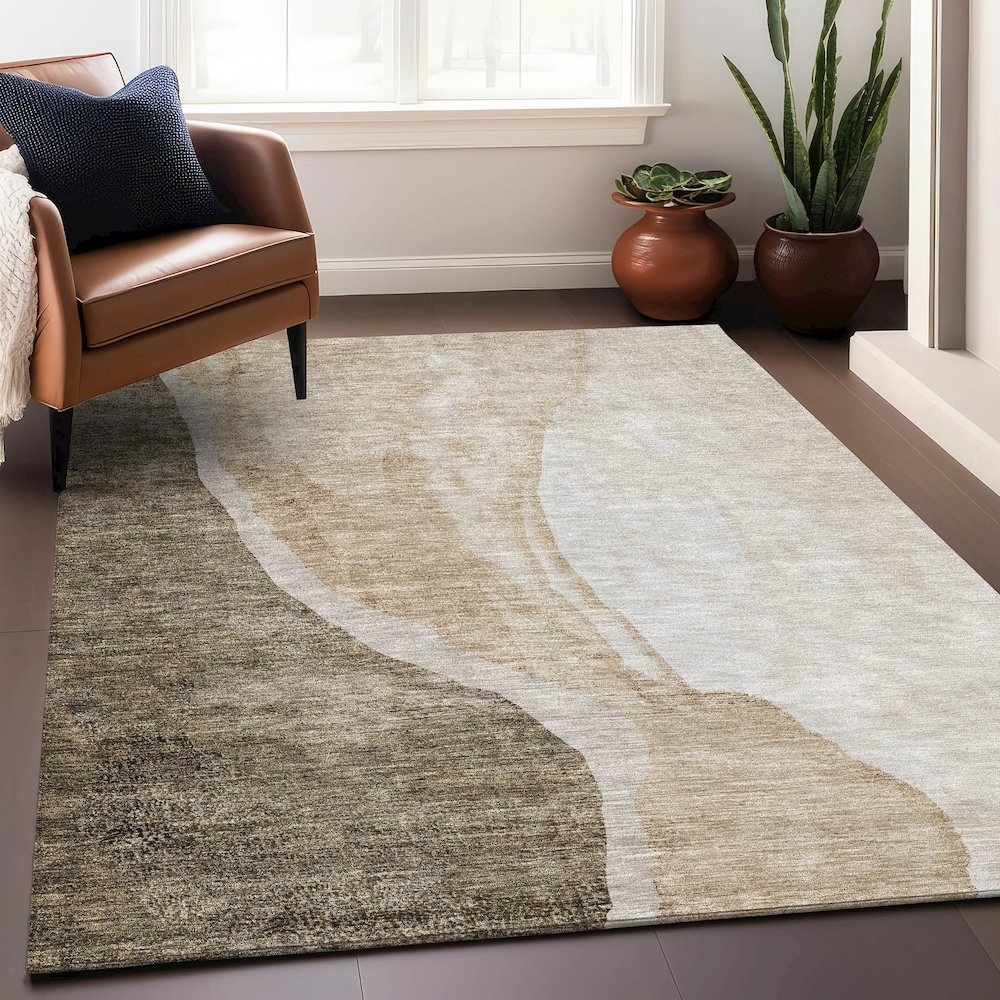 Premium Machine Washable Mayfield AMF667 Brown 8' x 10' Rug. Picture 6