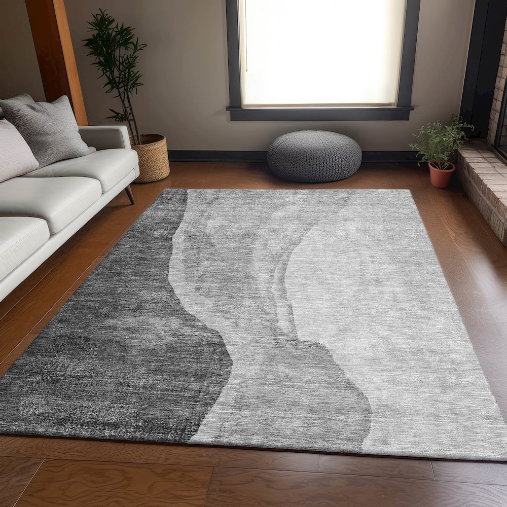 Premium Machine Washable Mayfield AMF667 Gray 8' x 10' Rug. Picture 5