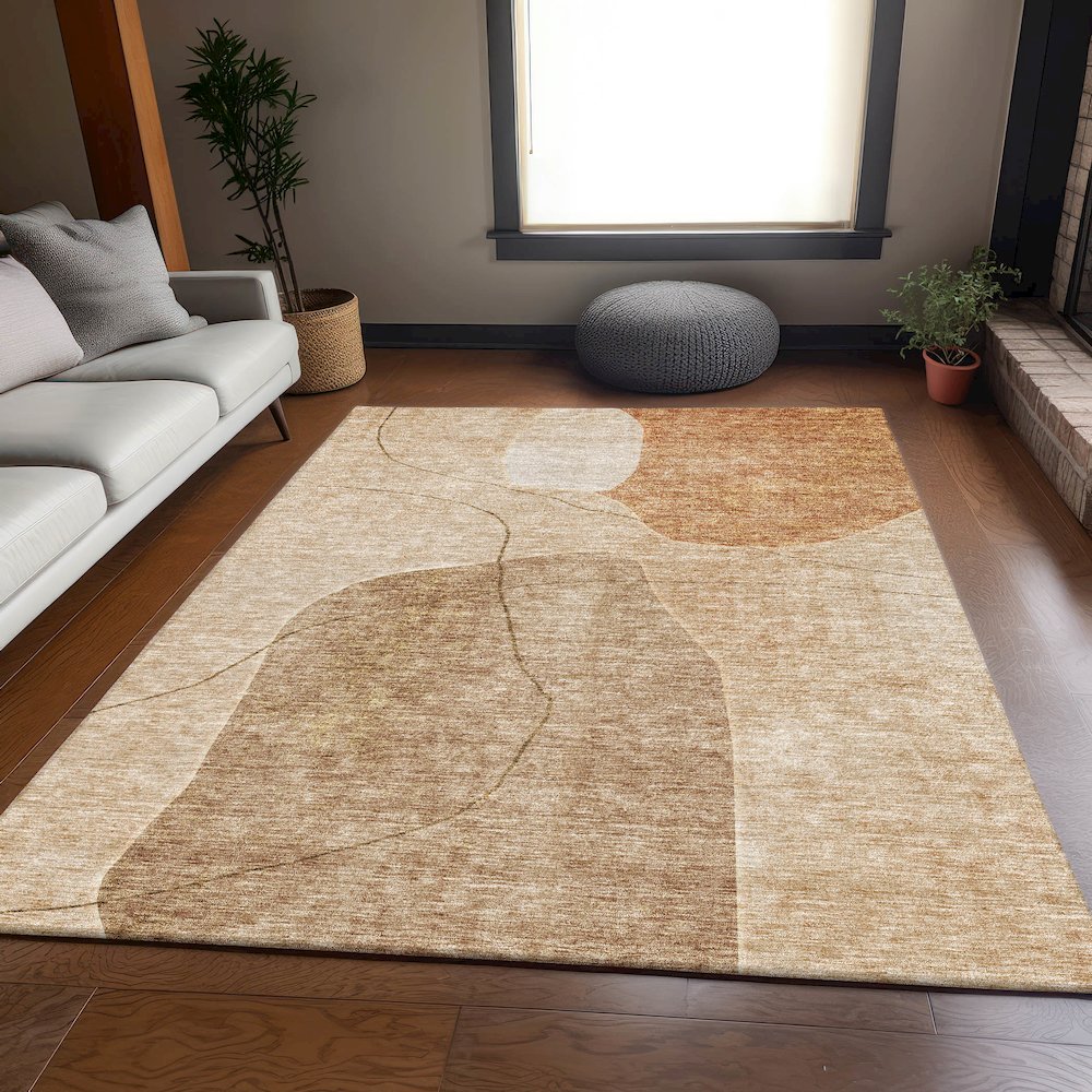Premium Machine Washable Mayfield AMF672 Paprika 8' x 10' Rug. Picture 5
