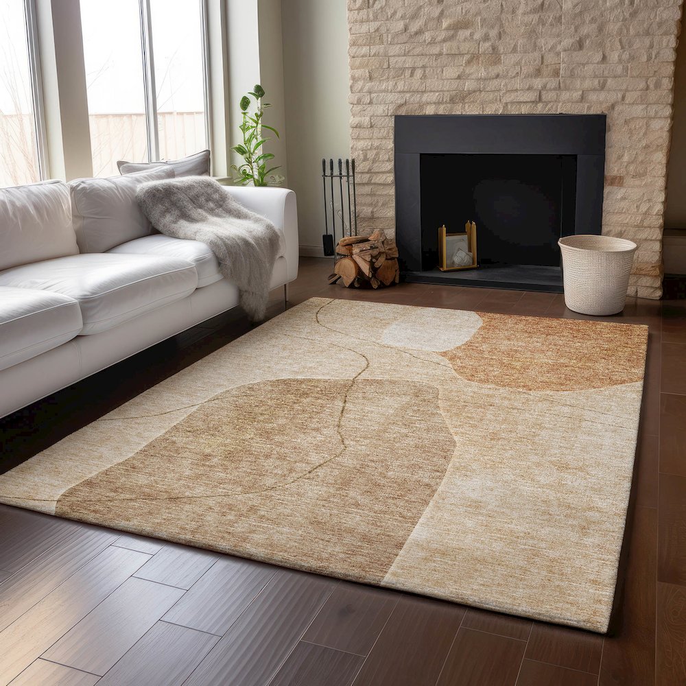 Premium Machine Washable Mayfield AMF672 Paprika 8' x 10' Rug. Picture 6