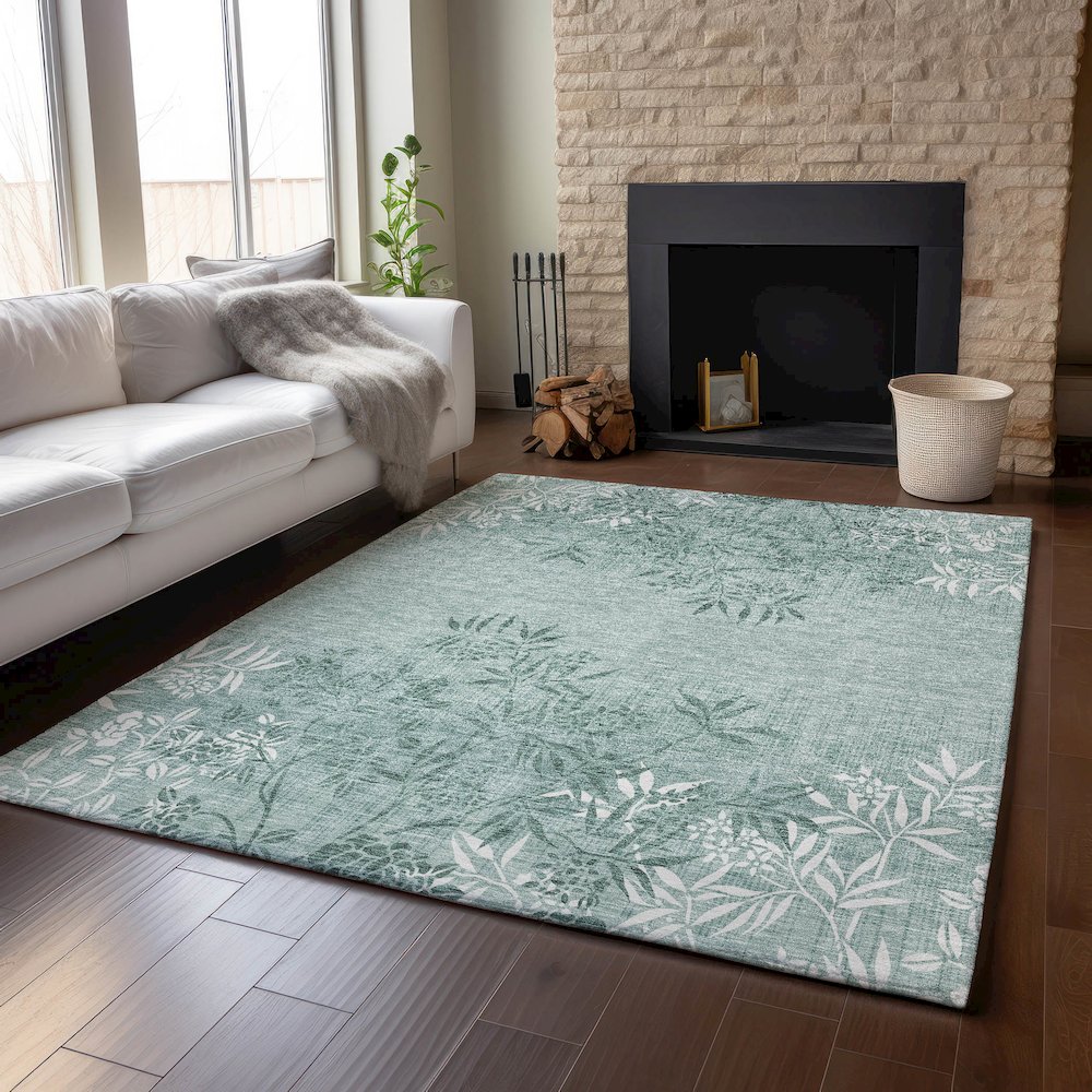 Premium Machine Washable Mayfield AMF673 Sage 8' x 10' Rug. Picture 6