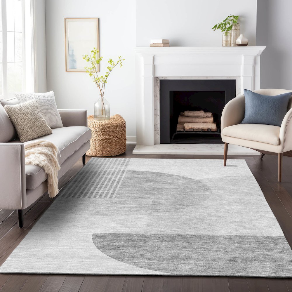 Premium Machine Washable Mayfield AMF678 Gray 8' x 10' Rug. Picture 5