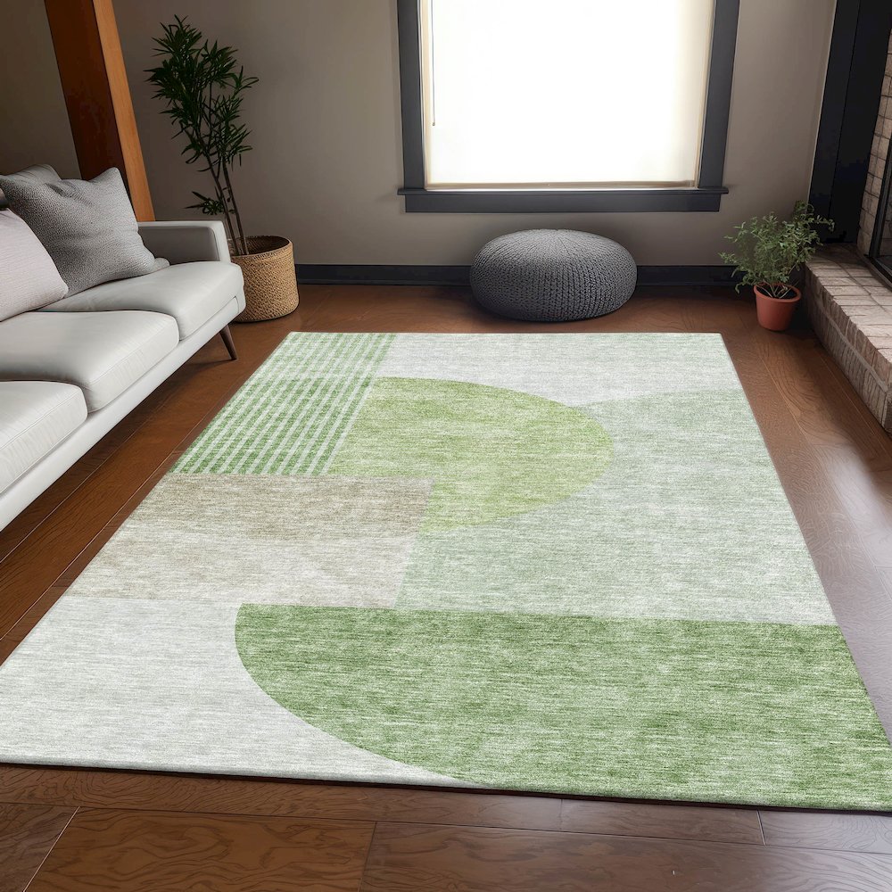 Premium Machine Washable Mayfield AMF678 Olive 8' x 10' Rug. Picture 5
