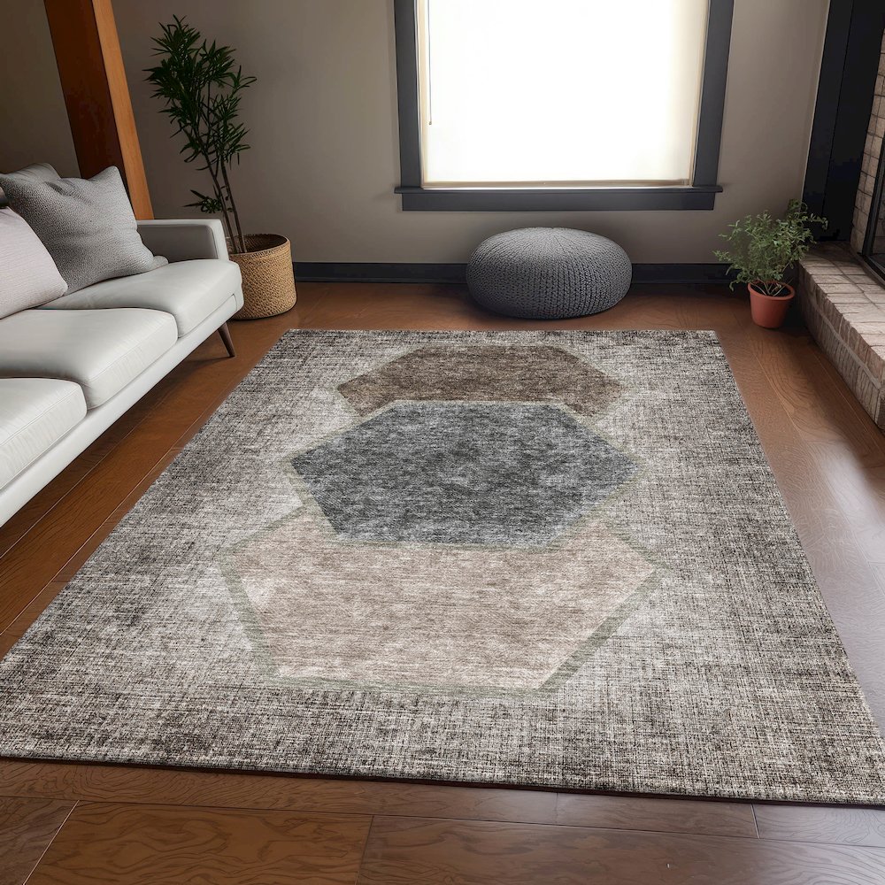 Premium Machine Washable Mayfield AMF679 Fudge 8' x 10' Rug. Picture 5