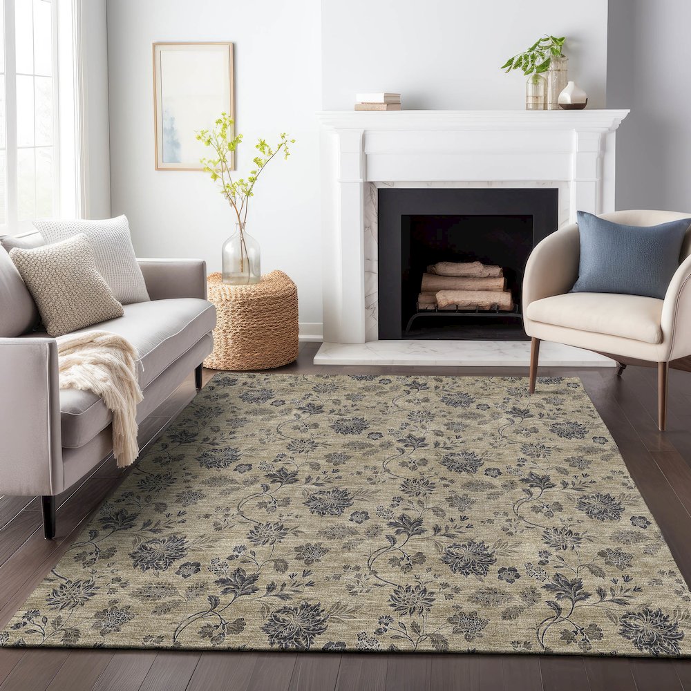 Premium Machine Washable Mayfield AMF680 Brown 8' x 10' Rug. Picture 5