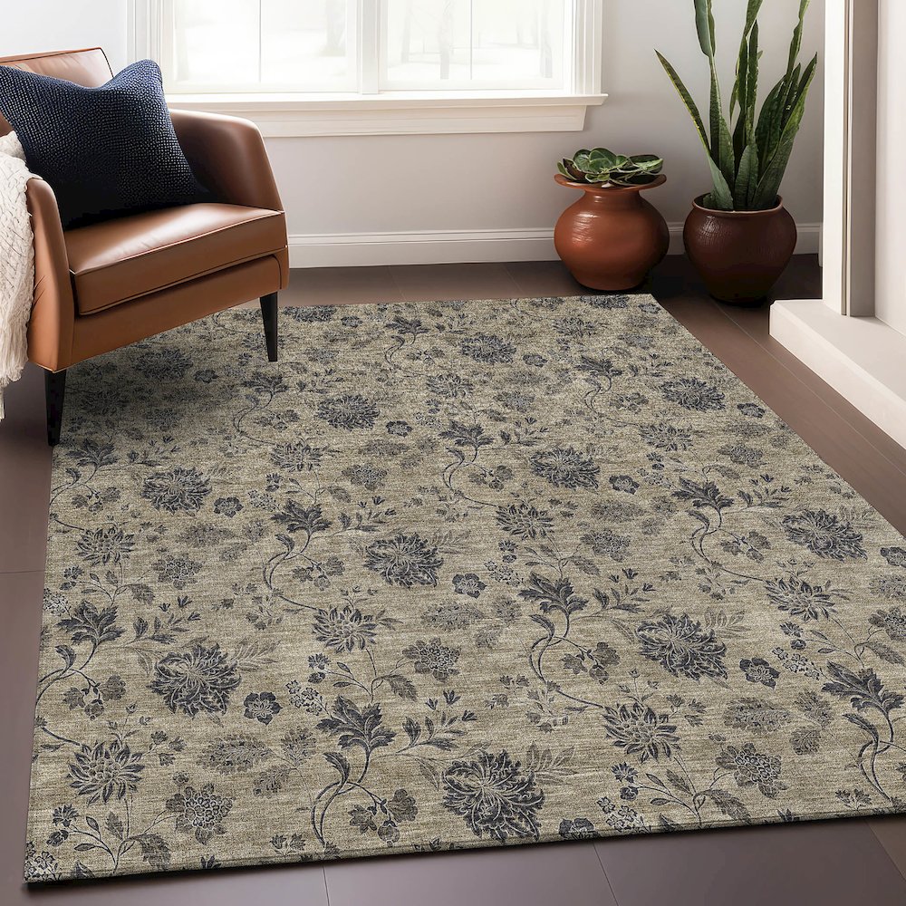 Premium Machine Washable Mayfield AMF680 Brown 8' x 10' Rug. Picture 6