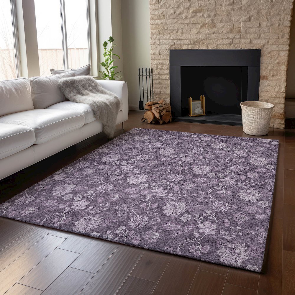 Premium Machine Washable Mayfield AMF680 Plum 8' x 10' Rug. Picture 6