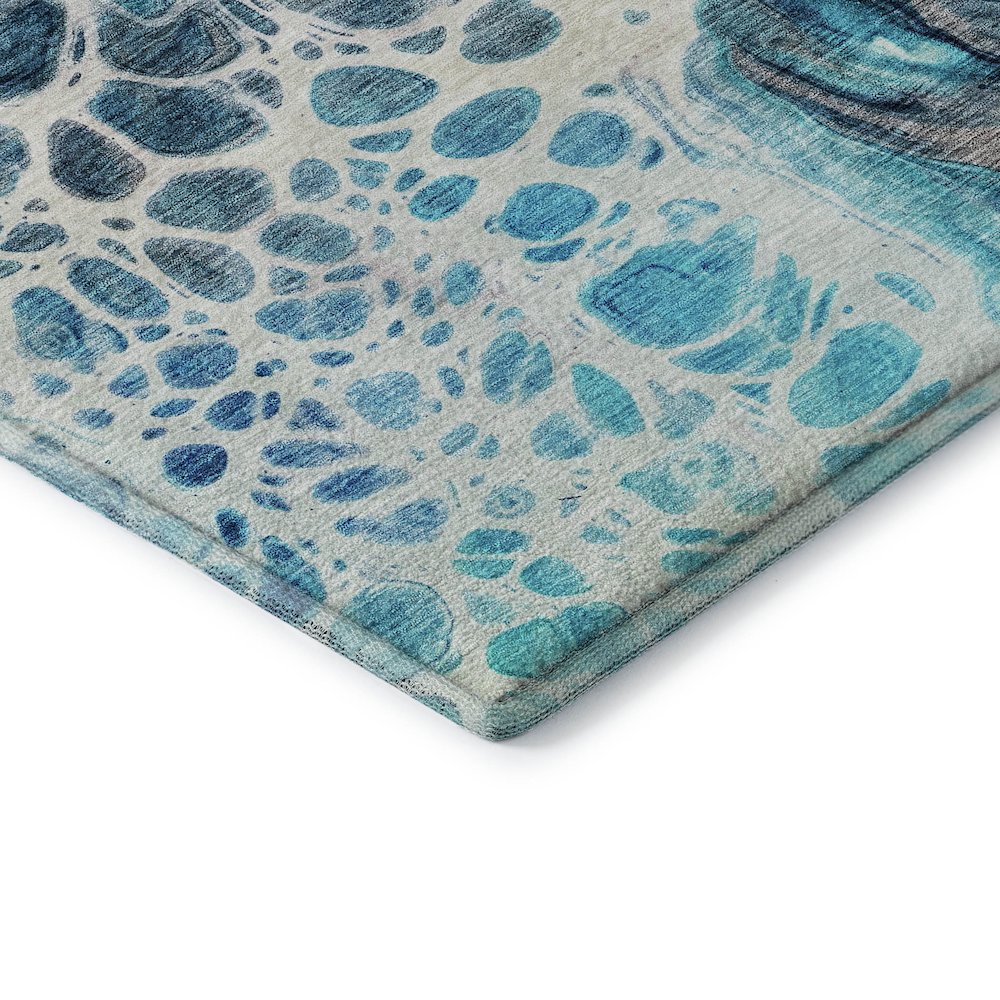 Premium Machine Washable Mayfield AMF682 Teal 3' x 5' Rug. Picture 3