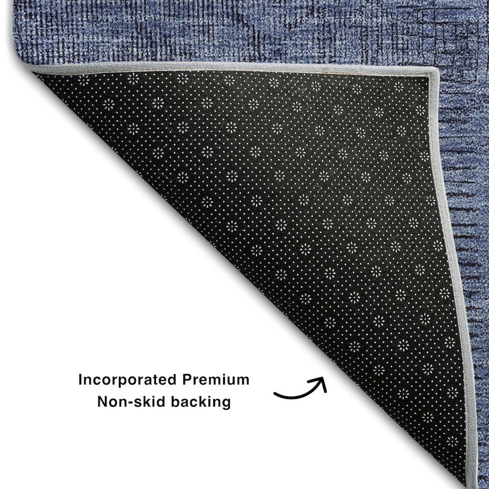 Premium Machine Washable Mayfield AMF685 Blue 3' x 5' Rug. Picture 2