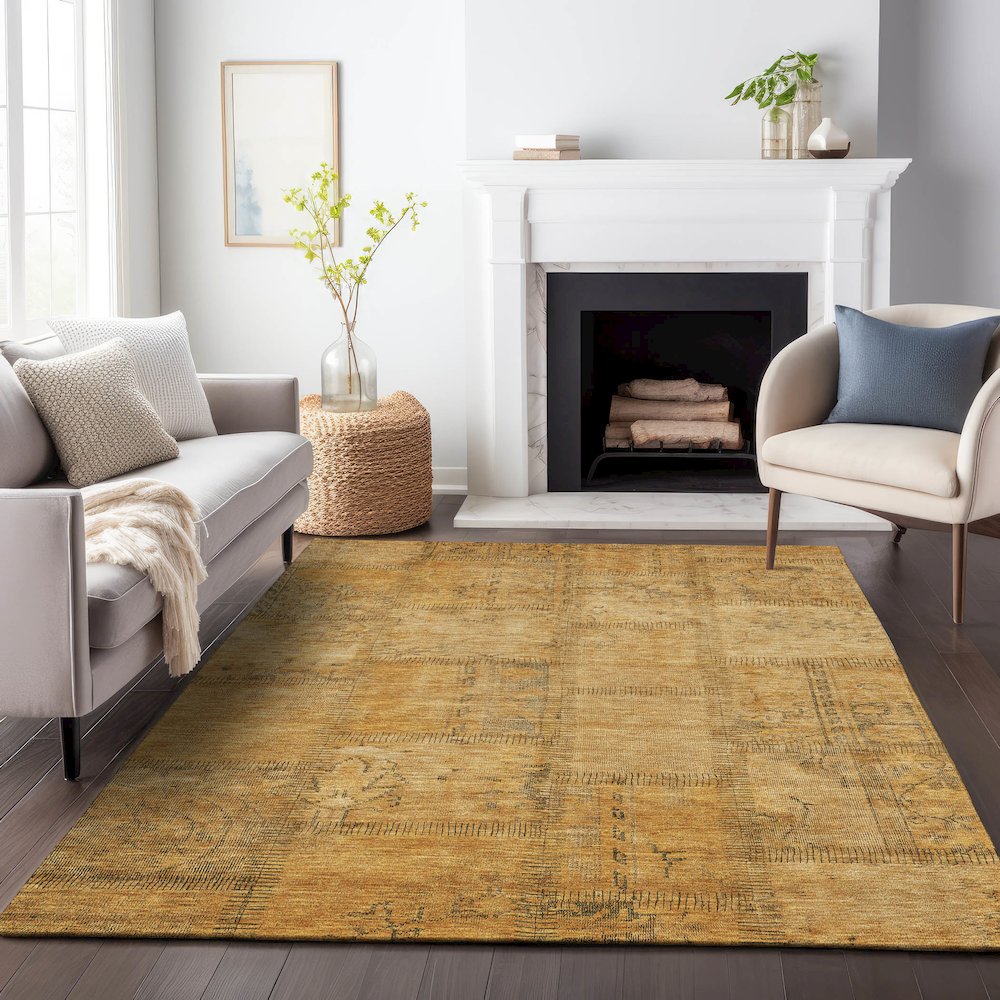 Premium Machine Washable Mayfield AMF685 Copper 8' x 10' Rug. Picture 5
