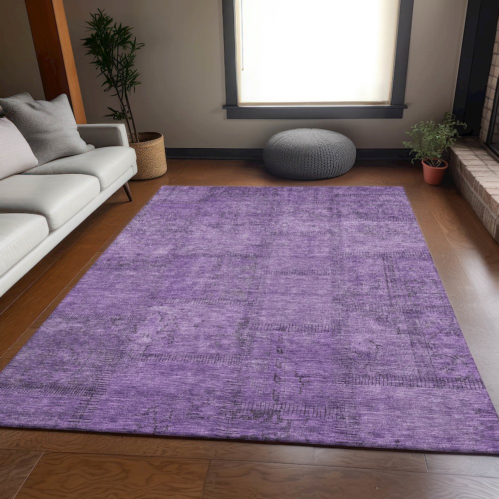 Premium Machine Washable Mayfield AMF685 Purple 8' x 10' Rug. Picture 5